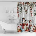 thumbnail image 4 of Small Stall Shower Curtain 36x78 Inch Narrow Half Size Christmas Bath Curtains Bathroom Decor Xmas Snowman Red Berry Botanical Snowflake Waterproof Fabric Shower Curtain Set with Hooks 36 Inch, 4 of 6