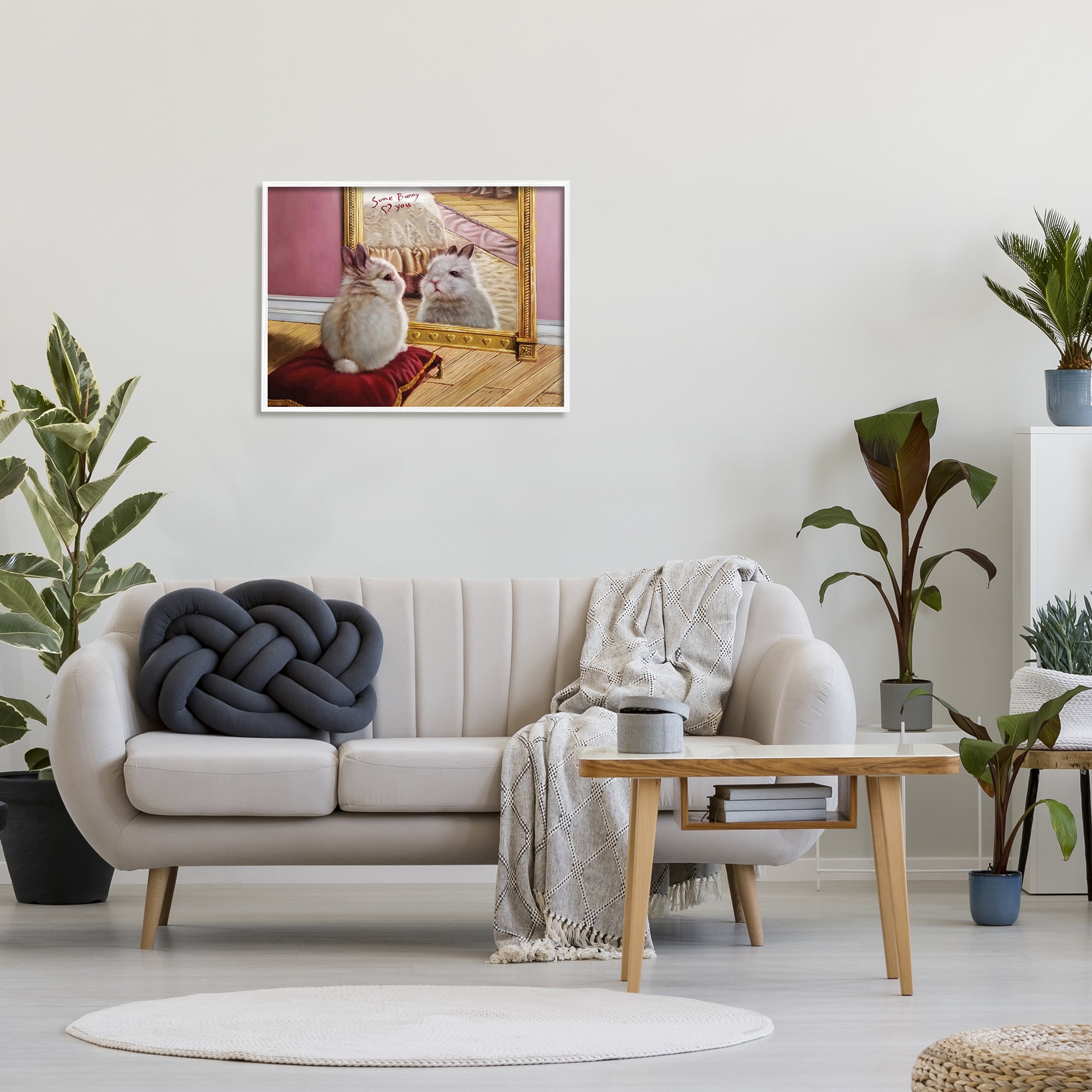 Stupell Industries Some Bunny Loves You Adorable Rabbit in Mirror, 24 x 30, Designed by Lucia Heffernan