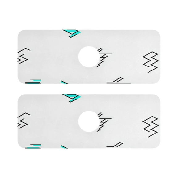 Abstract Line Patterns Quick Dry Silicone Algae Faucet Pad 14.7x5.4in 2 Pack Absorbent Mat for Kitchen Sink, Bathroom Countertop