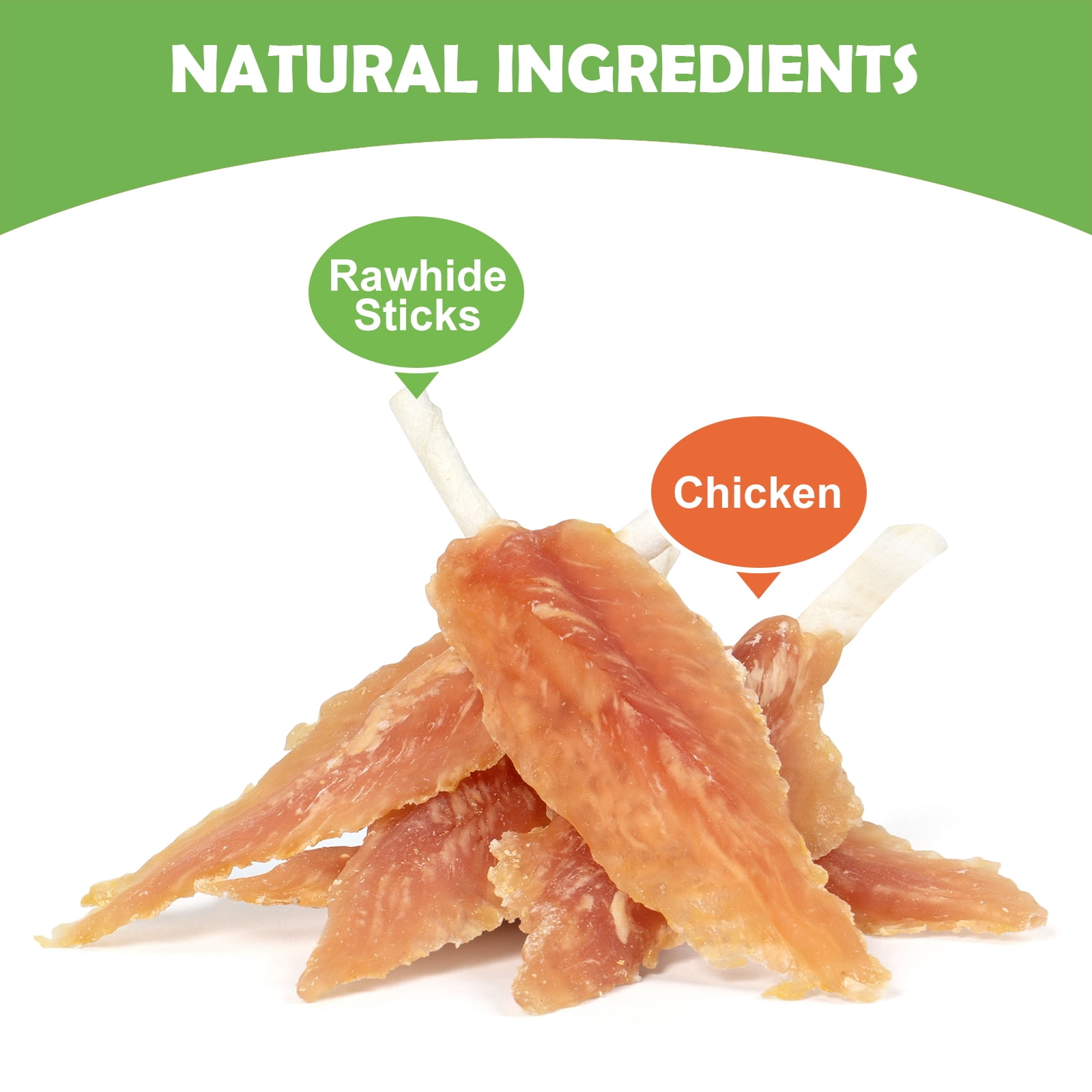 MON2SUN Chicken Wrapped Rawhide Sticks Small Dog Treats, 18.34 oz (40 Count)