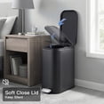 thumbnail image 4 of Bathroom Trash Can with Lid, 3.2 Gallon / 12 Liter Stainless Steel Garbage Can with Removable Liner Bucket, Small Step Wastebasket with Slim Design for Toilet Bedroom Office, Black, 4 of 8