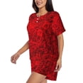 thumbnail image 2 of Fotbe Red Rose Print Pajama Set for Women 2 Piece Loungewear Short Sleeve Tops and Shorts Set Soft Sleepwear-3X-Large, 2 of 7