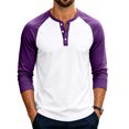 thumbnail image 6 of IAJDKMEK Men's Henley Long Sleeve Shirts - Color Block Raglan Design Casual Top for Men with Soft Feel,Purple S, 6 of 7