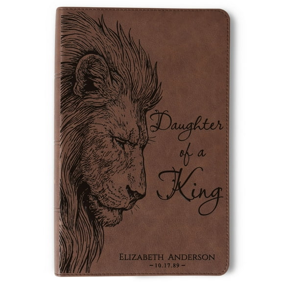 Personalized KJV Single-Column Bible, Daughter of a King Lion Design, Custom Engraved Name, Christian Gift, Baptism Gift, Bible Gift for Her