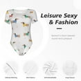 thumbnail image 4 of Saiise Justaucorps à Manches Courtes pour Femmes Motif Chiot Teckel Col Rond Pyjama Extensible avec Fermeture à Pression-Moyen, 4 of 7