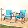 thumbnail image 3 of Outsunny Double Patio Glider Chair with Glass Top Center Table, Blue, 3 of 10