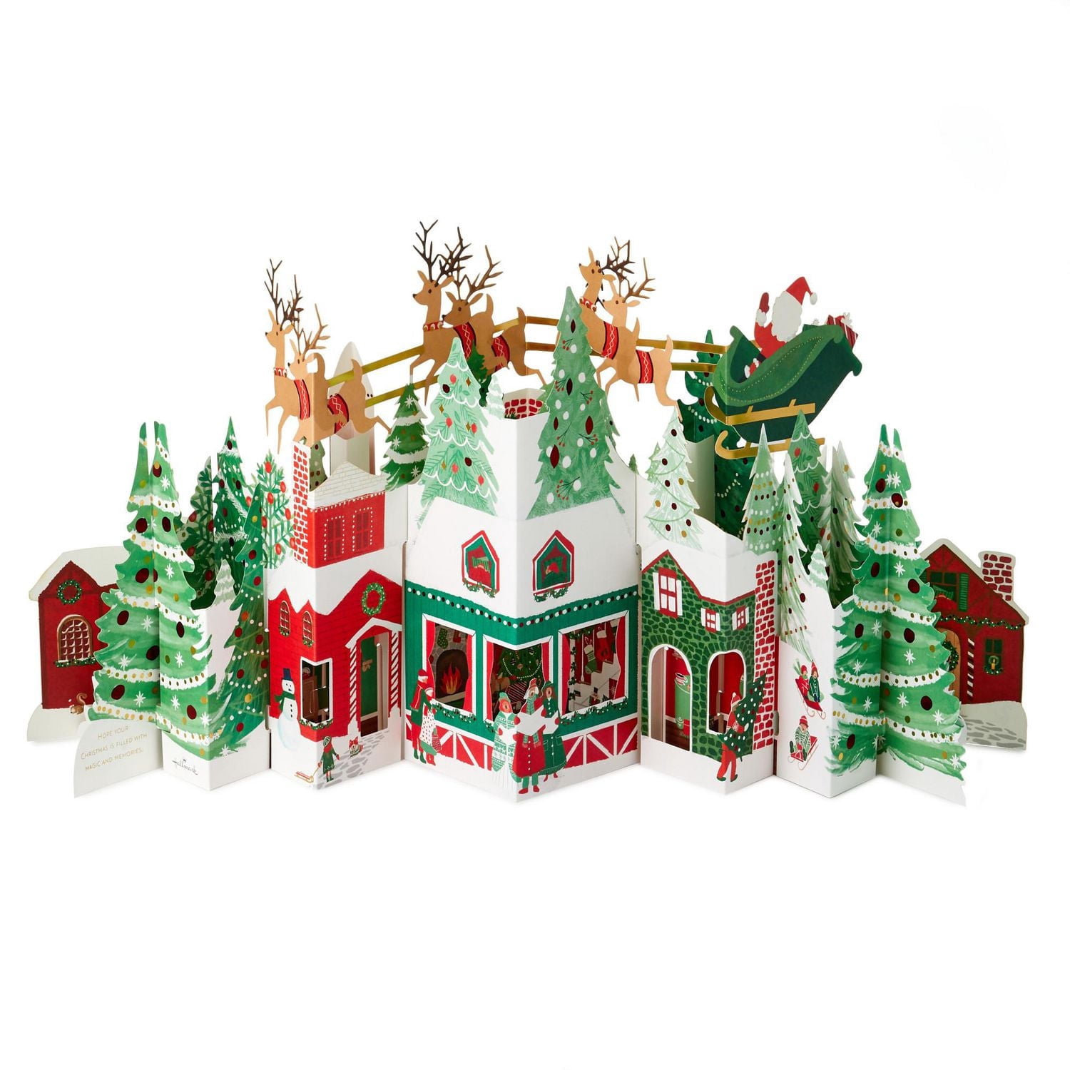 Carte de Noël super géante, Paper Wonder de Hallmark, décoration des fêtes pour la table (Village de Noël, en accordéon)
