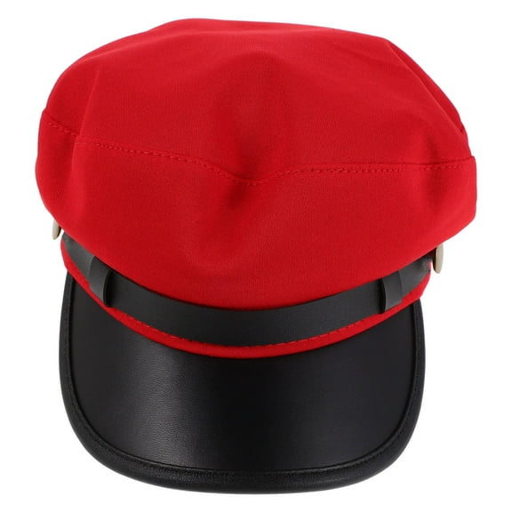 Supvox British Style Red Flat Top Beret Hat Unisex Vintage Casual Lightweight PU