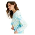 thumbnail image 3 of INC Womens Blue Ruffled Long Sleeve Crew Neck Top XL, 3 of 4