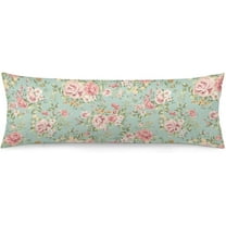 Flowers Body Pillow Cover Spring Floral Pink Flower Long Pillow Case Protector with Zipper Decorative Sage Green Pillowcase Soft Large Pillow Cases Covers Cushioned for Bed,Couch,Home Gift 20"x54"