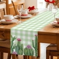 thumbnail image 5 of Green Cactus Tropical Table Runner 108 Inches, Sage Green Buffalo Plaid Summer Bed Runner Dresser Scarves Tabletop for Indoor Outdoor Parties/Ceremony/Banquet, 13"x 108", 5 of 9