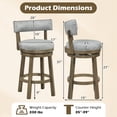 thumbnail image 3 of Gymax 2 PCS Swivel Counter Height Bar Stool Upholstered Barstool w/ Padded Back & Rubber Wood Legs, 3 of 9