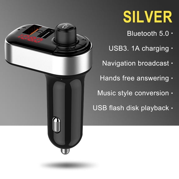 XMMSWDLA Fast Charging Dual USB In-Car Adapter Wireless Bluetooth Kit QC3.1 Fast USB Charger Hands Free Bluetooth Transmitter