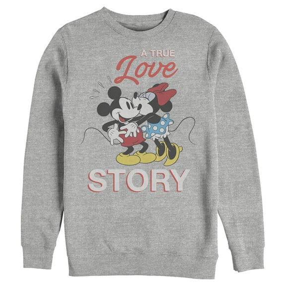 Men's Mickey & Friends True Love Story Sweatshirt Athletic Heather Large