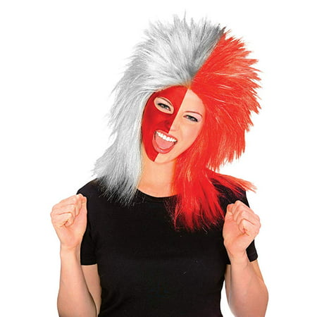 Red Ohio Scarlet Gray Grey Buckeyes Hair Sports Game Costume Wig Hair State