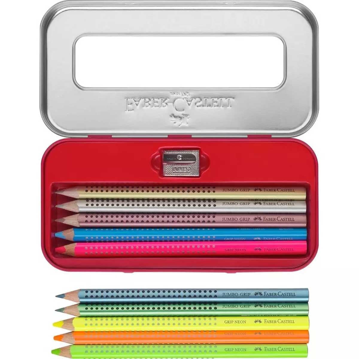 Faber-Castell 110940 Jumbo Grip Neon and Metallic Colouring Set