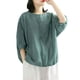 thumbnail image 1 of Blusa holgada de manga corta para mujer - Algodón y lino, cuello en V, ropa informal de verano/para el trabajo - Tallas M-XXXXL, 1 of 4