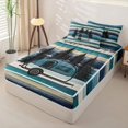 thumbnail image 2 of catabedysis Coastal Camping Zipper Twin Comforter Sets with Fitted Sheet and 2 Pillowcases,Camper Print Zipper Bedding Set For Boys,Multicolor,Navy Blue Reversible,4 Pieces, 2 of 7