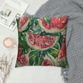 thumbnail image 2 of Slices of Watermelon Throw Pillow Exotic Tropical Fruit Leaves Seed Red Green Cotton Linen Square Cushion Cover Standard Pillowcase 18x18 Inch for Home Decorative Bedroom/Living Room/Car, 2 of 5