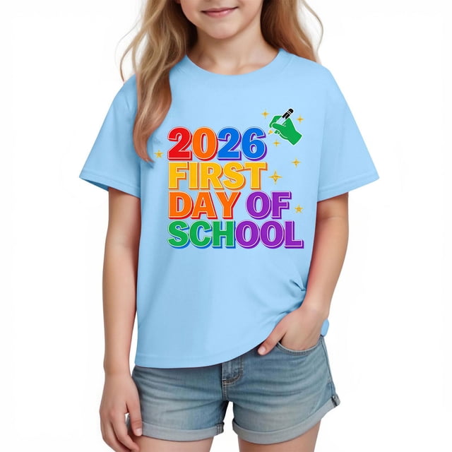 Camiseta de Manga Corta Linda para Niños Unisex Gráfica Tee de la Escuela de la Temporada, Camisetas de Manga Corta para Niñas