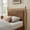 thumbnail image 5 of Ginny Twin Size Vegan Leather Platform Bed Frame in Light Oak Canyon, 5 of 10