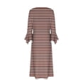 thumbnail image 4 of ameIAEA Women Long Bell Sleeve Dress Button Up V Neck A-Line Printed Long Dress with Pockets, 4 of 5