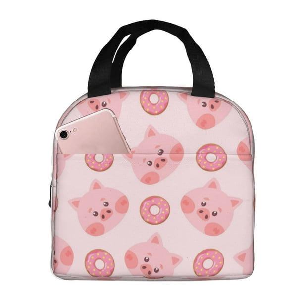 Easygdp Pigs Head And Donuts Bolsa Térmica Premium - Tela Oxford Impermeable, Gran Capacidad, Bolsillo Frontal, Unisex para Trabajo, Escuela, Actividades al Aire Libre y Picnics