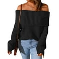 thumbnail image 3 of STARVNC Women Off Shoulder Long Sleeve Ribbed Knit Sweater, 3 of 5