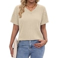 thumbnail image 4 of Fantaslook Women Tops V Neck Short Sleeve Shirts Dressy Casual Summer Tops Fashion Tunic Blouses, 4 of 8