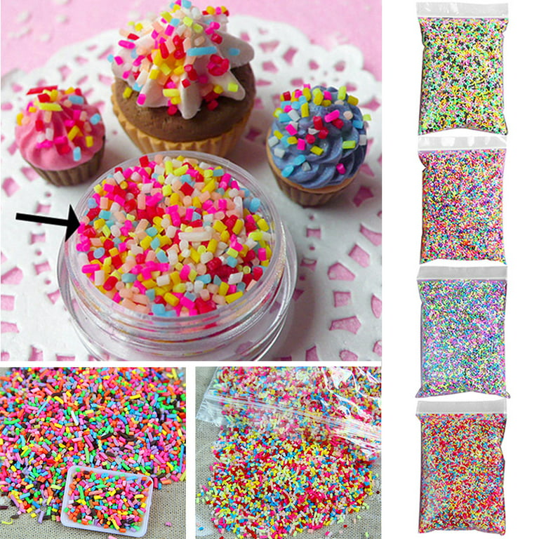 Gadgetvlot 100g Clay Polymer DIY Fake Candy Sweets Sprinkle Sugar Decorations for Cake Fake Dessert Simulation Food Doll House, Other
