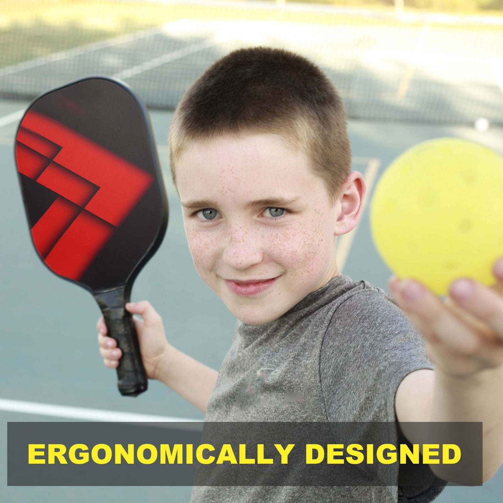 Uxcell Graphite Pickleball Paddles  Pickleball Set Carbon Fiber Surface Honeycomb Core Racket with Protective Cover