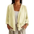 thumbnail image 2 of Yyeselk Women's 3/4 Sleeve Cotton Linen Cardigan Button Down Open Front Lightweight Casual Baggy Cardigans Beige XL, 2 of 6