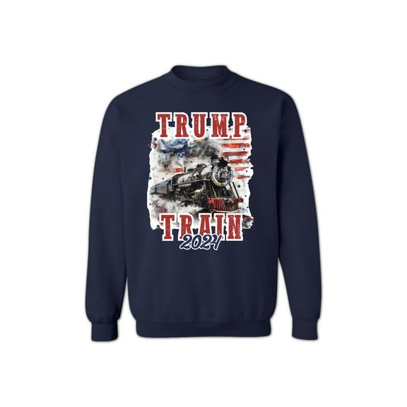 High Quality Trump 2024 Election Sweatshirt - Unisex Casual Graphic Top - American Flag Crewneck - Navy