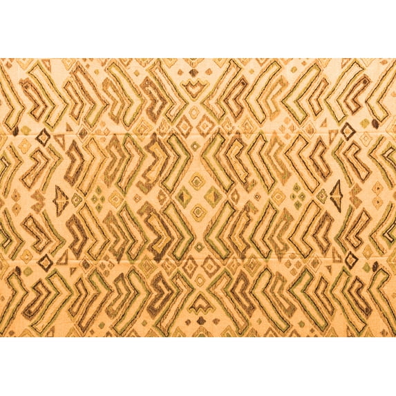 Ahgly Company Indoor Rectangle Abstract Orange Modern Area Rugs, 2' x 3'