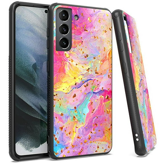 Emax Gold Flake Marble Case for Samsung Galaxy S21 PLUS (6.2") Colorful