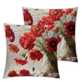 thumbnail image 2 of Nawypu Spring Pillow Decorative Throw Pillow Cover 2pcs, Poppy Flowers White Poppy Red Beautiful White Beauty Bloom Blossom Double Sided Square Pillow Case Pillowcase Sofa Cushion 18x18in, 2 of 6