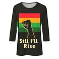 thumbnail image 5 of Penkiiy Black History Month Shirts for Women African American Pride Celebration Blouse T-shirt 3/4 Sleeve Crewneck Tops M Multicolor, 5 of 5