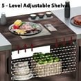 thumbnail image 4 of Dark Brown Solid Wood Outdoor Kitchen Island Cart - Compatible with Big Green Egg & More, 4 of 8