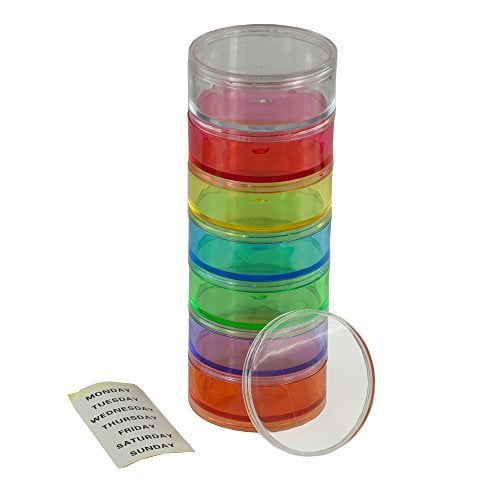 GMS 7 Day Stackable Rainbow Pill Reminder with Extra Lid Large Size