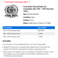 thumbnail image 2 of Front Brake Pad and Rotor Kit - Compatible with 1995 - 1999 Chevy C1500 1996 1997 1998, 2 of 2