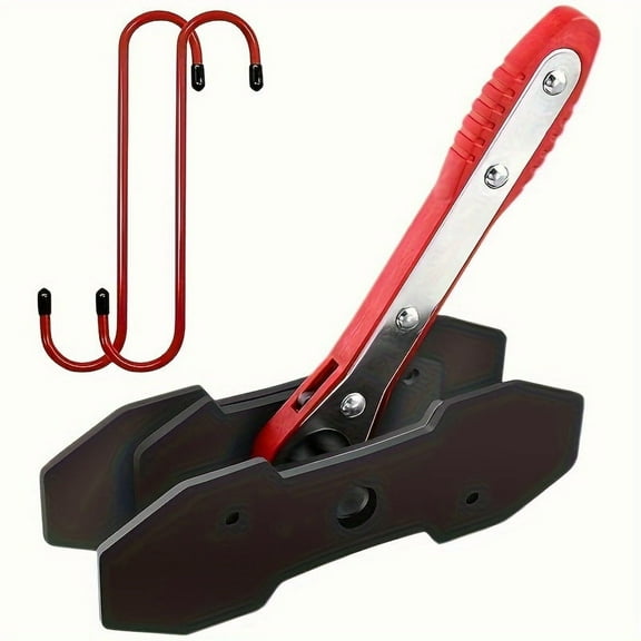 Ratcheting Brake Caliper Compression Press Tool - 2 Steel Plates   2 Hangers, Car Piston Spreader, Professional Brake Maintenance Tool