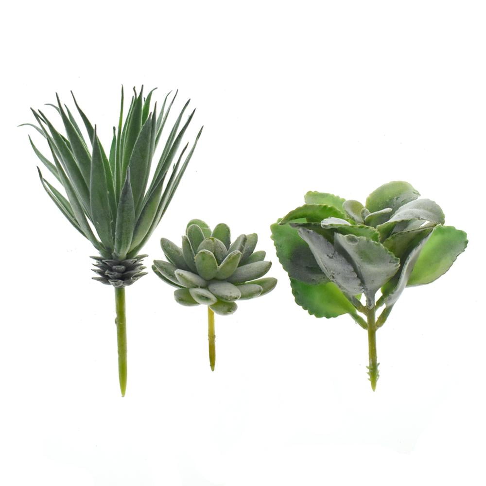 Artificial Dark Green Succulent Flower Picks, 3Piece
