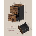 thumbnail image 3 of 2-Drawer Rolling File Cabinet for Home Office – Rustic Brown and Ink Black, Fits A4 and Letter Documents, 15.7" D x 16.5" W x 27.6" H, 3 of 7