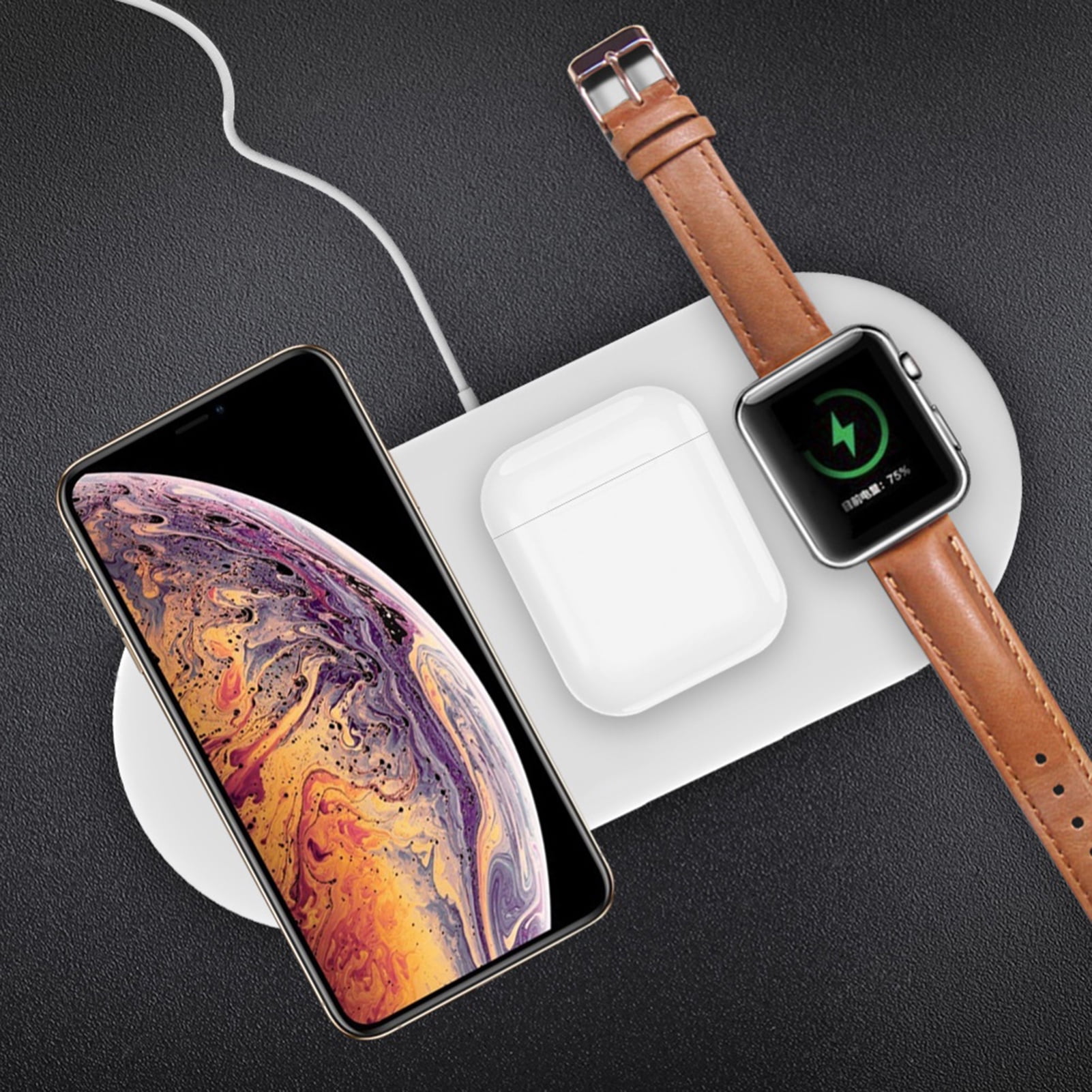 HomeLife 3-in-1 15W Desktop Fast Smart Wireless Charger Adapter for iPhone i-Watch Air Pods