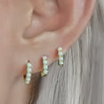 thumbnail image 3 of Multiple Sizes White Opal Hoop Earrings, 3 of 11