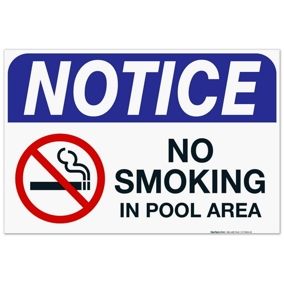 No Smoking In Pool Area Sign,