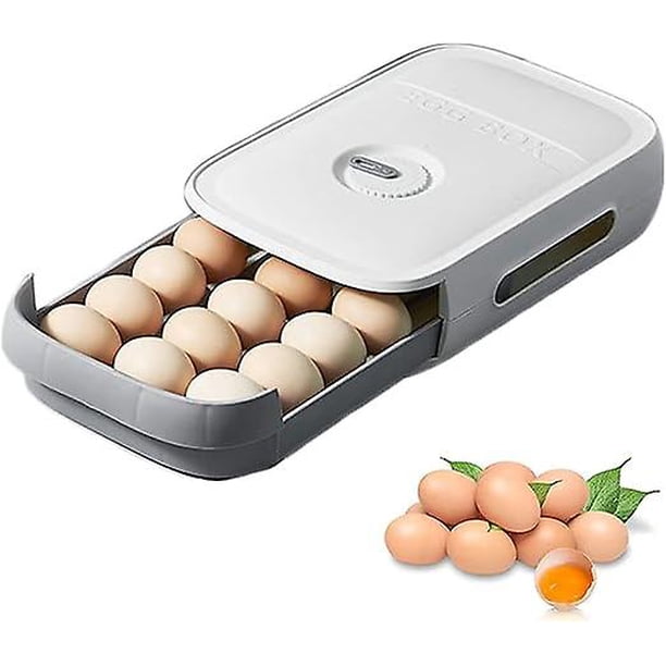 Caja De Almacenamiento De Huevos, Caja De Plástico Para Huevos, Caja De Almacenamiento De Huevos De Cocina, Caja De Huevos Con Cajón, Adecuada Para Refrigeradores, Congeladores, Vajilla, Rejilla 18-20