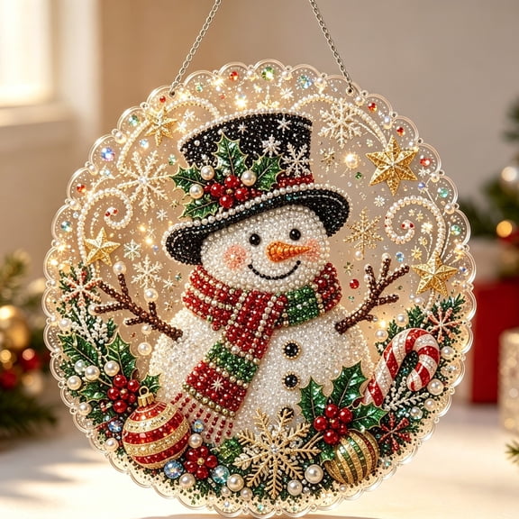 Pearl Diamond Art Kits for Adults - Christmas Pearl Diamond Painting Kit with Frame, 3D Beads Craft, Holiday Home Wall Decor Gift