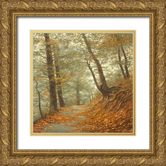 Adamov, Alexey 15x15 Gold Ornate Wood Framed with Double Matting Museum Art Print Titled - The Path to the Forest