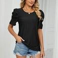 thumbnail image 4 of IROINNID Women Trendy Comfy Solid Color Round Neck Puff Short Sleeve T-shirt Blouse Loose Tops Spring, 4 of 8